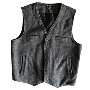 Wyoming Traders Wool Vest Large Western Cattle Rancher Rodeo 5 button front Gray